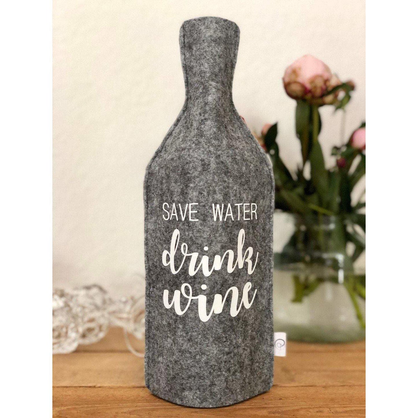 Flaschenschmeichler | Save Water Drink Wine | Hülle zur Verpackung der Weinflasche-RMdesign