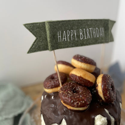 Cake Topper | Happy Birthday | Nachhaltiger Topper für den Geburtstagskuchen aus Filz